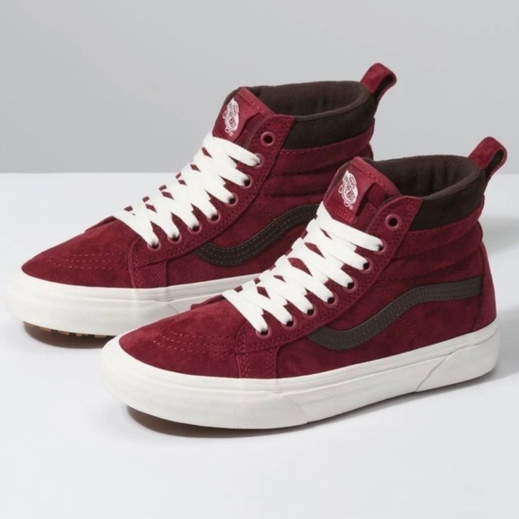 Vans Sk8-Hi Mte Suede Leather Sneakers Biking Red Chocolate Torte Size 7.5 - Picture 2 of 14